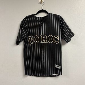 Deportes Prieto Toros De Tijuana Mens Black‎ Striped Baseball Jersey Medium